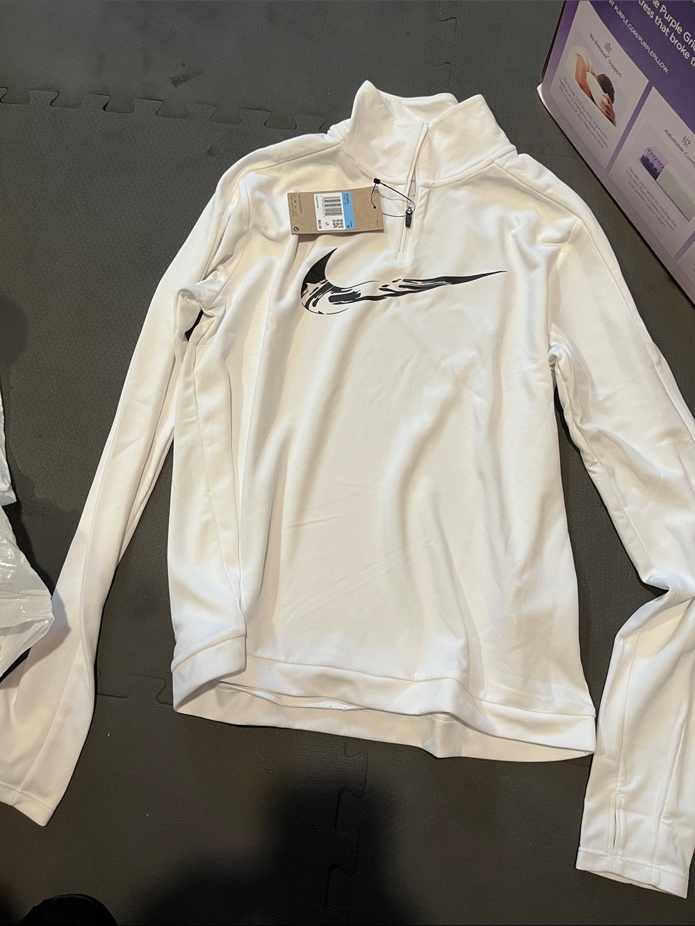Nike White Women's Running Top with Black Details